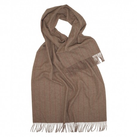 Großer beige Schal mit dünnen Streifen