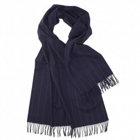 Großer blauer Schal mit dünnen Streifen