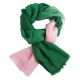 Zweifarbiger Pashmina-Schal in dunkelgrün und rosa