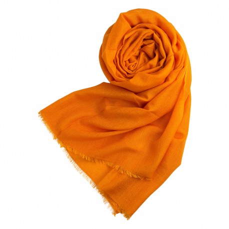 Orange pashminasjal i kashmir och siden