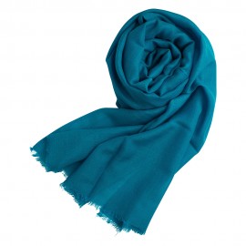 Petrolblauer Pashmina Schal aus Kaschmir und Seide