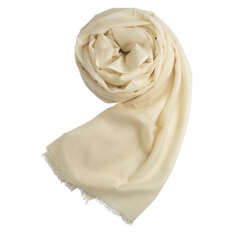 Cremeweißer Pashmina Schal aus Kaschmir und Seide
