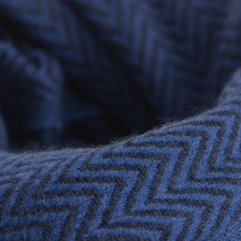 Blaues Kaschmir/Woll Tuch mit Zick-Zack Muster