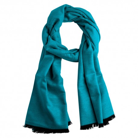 Petrolblaue Seidenstola aus gebürsteter Seide