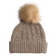 Beige meliertes Pom Pom Mütze aus Kaschmir