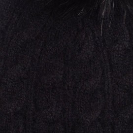 Blaue meliertes Pom Pom M&uuml;tze aus Kaschmir