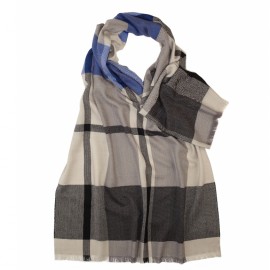Doppelseitiger Schal mit blau / grau Karos