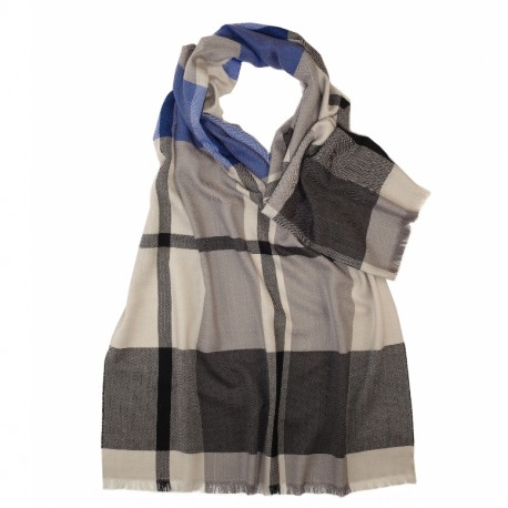 Doppelseitiger Schal mit blau / grau Karos