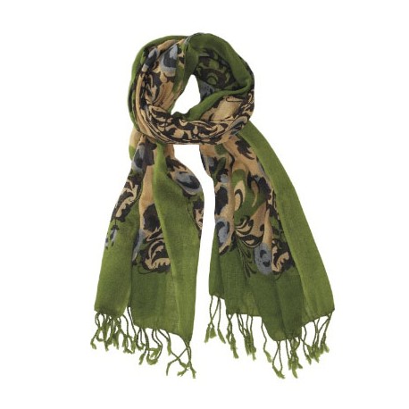 Grünes Wolltuch mit indisch inspiriertem Muster