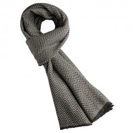 Graues Kaschmir-Woll-Tuch mit Zick-Zack-Muster