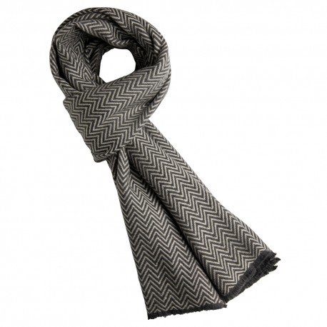 Graues Kaschmir-Woll-Tuch mit Zick-Zack-Muster