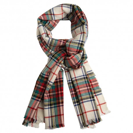 Kaschmir/Seide Schal in weißes Schottenkaro