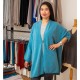 Türkiser Kimono aus Merino / Kaschmir-Strick