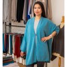 Türkiser Kimono aus Merino / Kaschmir-Strick