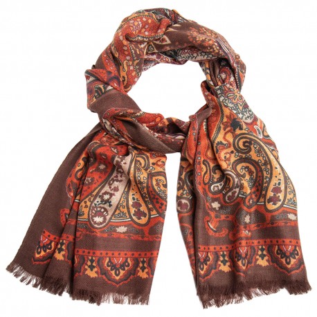 Paisley-Schal in Orange- und Rottönen