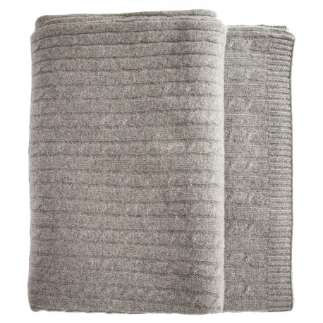 Graue Strickdecke aus Merino und Kaschmir