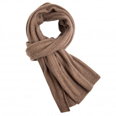 Taupegraues Strickhalstuch aus Kaschmir