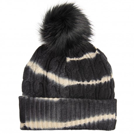 Kaschmir-Mütze in Schwarz/Weisß Tie-Dye
