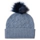 Taubenblaue Mütze aus Kaschmir mit Pompon