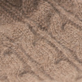 Taupegraue M&uuml;tze aus Kaschmir mit Pompon