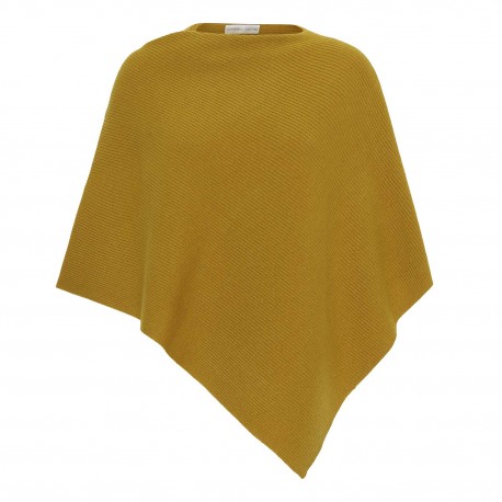 Curryfarbener Kaschmir-Poncho