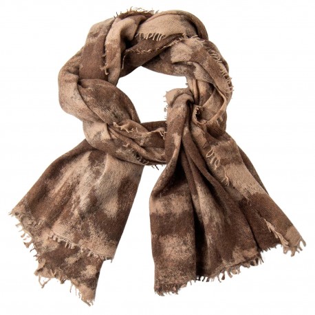 Kaschmirschal in beige / braunem Spritzmuster
