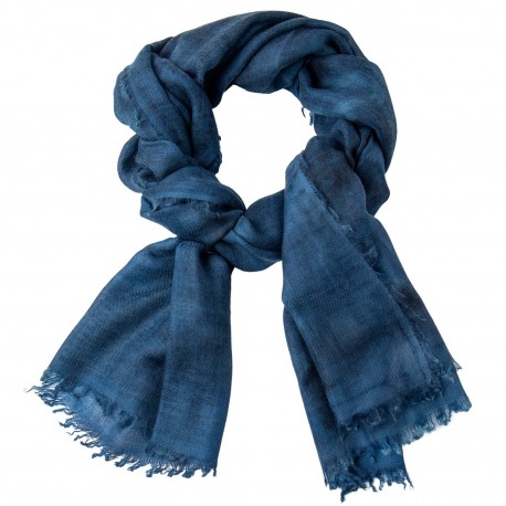 Kaschmirschal im blauem Spritzmuster