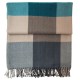 Handgewebtes kariertes Plaid in Blau, Beige und Grau