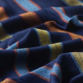 Marineblauer Kaschmirschal mit farbigen Streifen