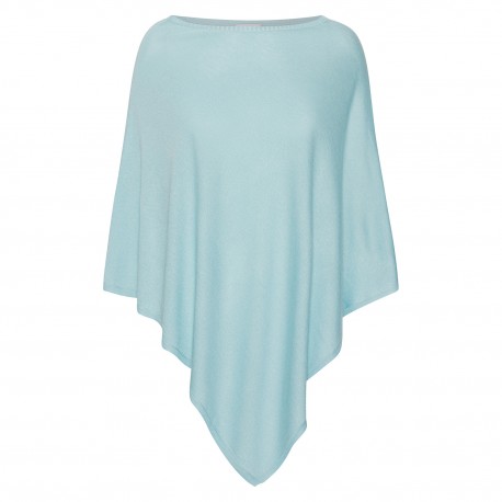 Eisblauer Poncho aus Seide/Kaschmir