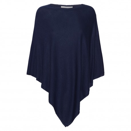 Dunkelblau poncho aus Seide/Kaschmir Mix