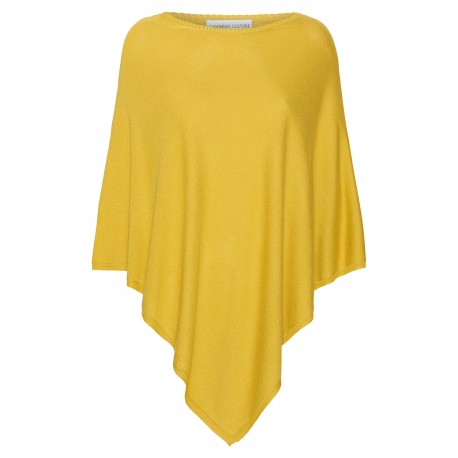 Currygelber Poncho aus Seide/Kaschmir