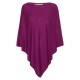 Pflaumenfarbener Poncho aus Seide/Kaschmir
