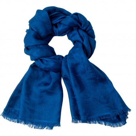 Blauer Jacquard-gewebter Kaschmir/Seiden-Schal