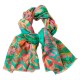 Kaschmirschal mit Aufdruck in Hellgrün, Orange und Rosa