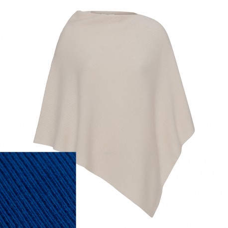 Dunkelblauer Poncho aus gestricktem Kaschmir