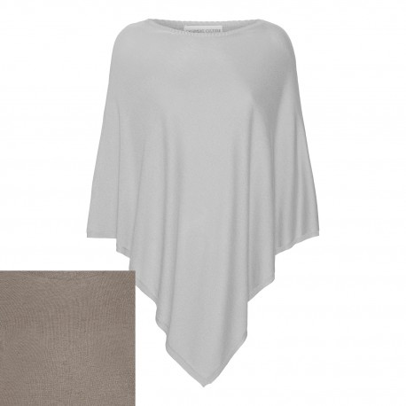 Taupe poncho aus Seide/Kaschmir Mix