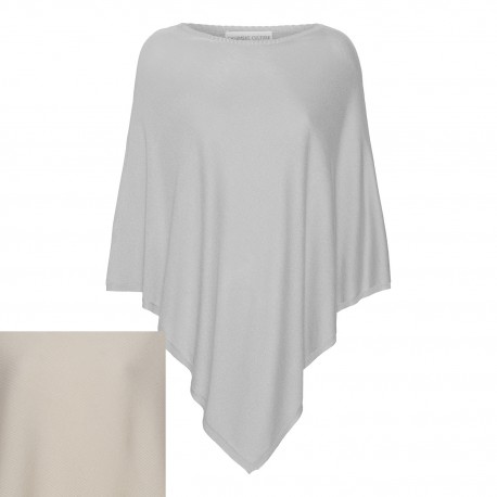 Beige poncho aus Seide/Kaschmir Mix