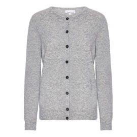 Grau melierte Kaschmir-Strickjacke