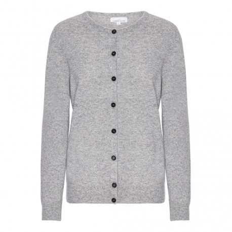 Grau melierte Kaschmir-Strickjacke