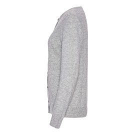 Grau melierte Kaschmir-Strickjacke