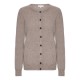 Beige melierte Kaschmir-Strickjacke