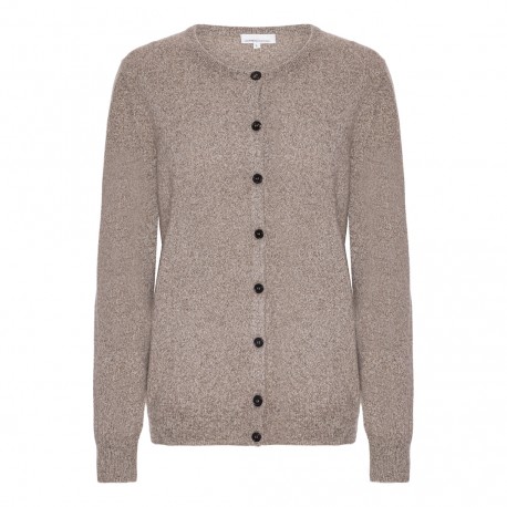 Beige melierte Kaschmir-Strickjacke