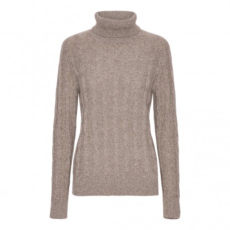 Beige melierter Rollkragen aus Kaschmir