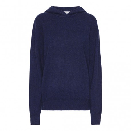 Marineblau melierte Kaschmir Hoodie