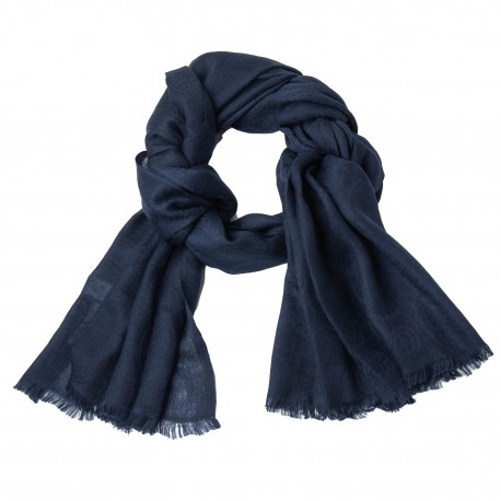 Marineblauer, jacquardgewebter Schal mit Paisleymuster