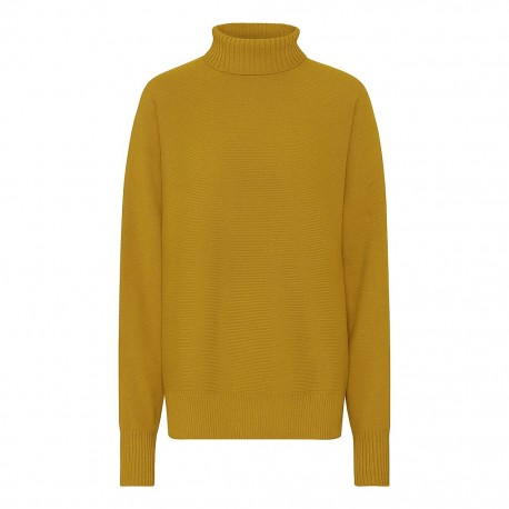 Currygelber oversize Kaschmir-Pullover