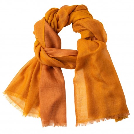 Karierter Kaschmir-Schal in Currygelb und Beige