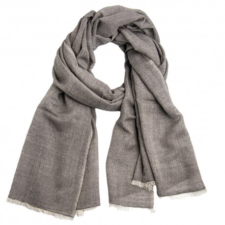 Grau melierter Pashmina-Schal aus Kaschmir und Seide