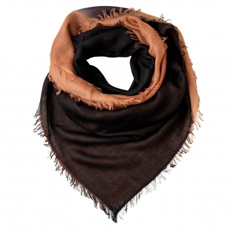 Quadratischer Kaschmirschal in Schwarz/Mokka Dip-Dye
